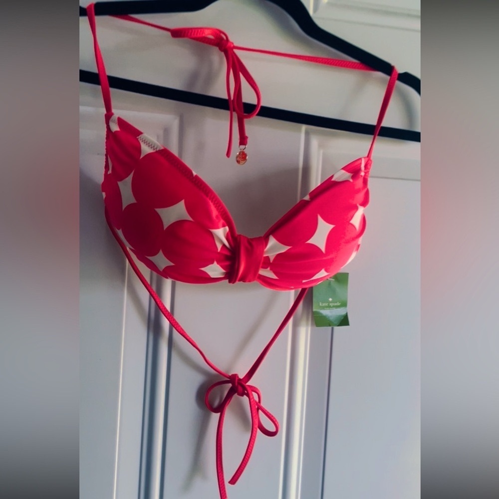 NWT RARE KATE SPADE Dive Right In Marmount Halter String Bikini Top In Geranium - Picture 3 of 17
